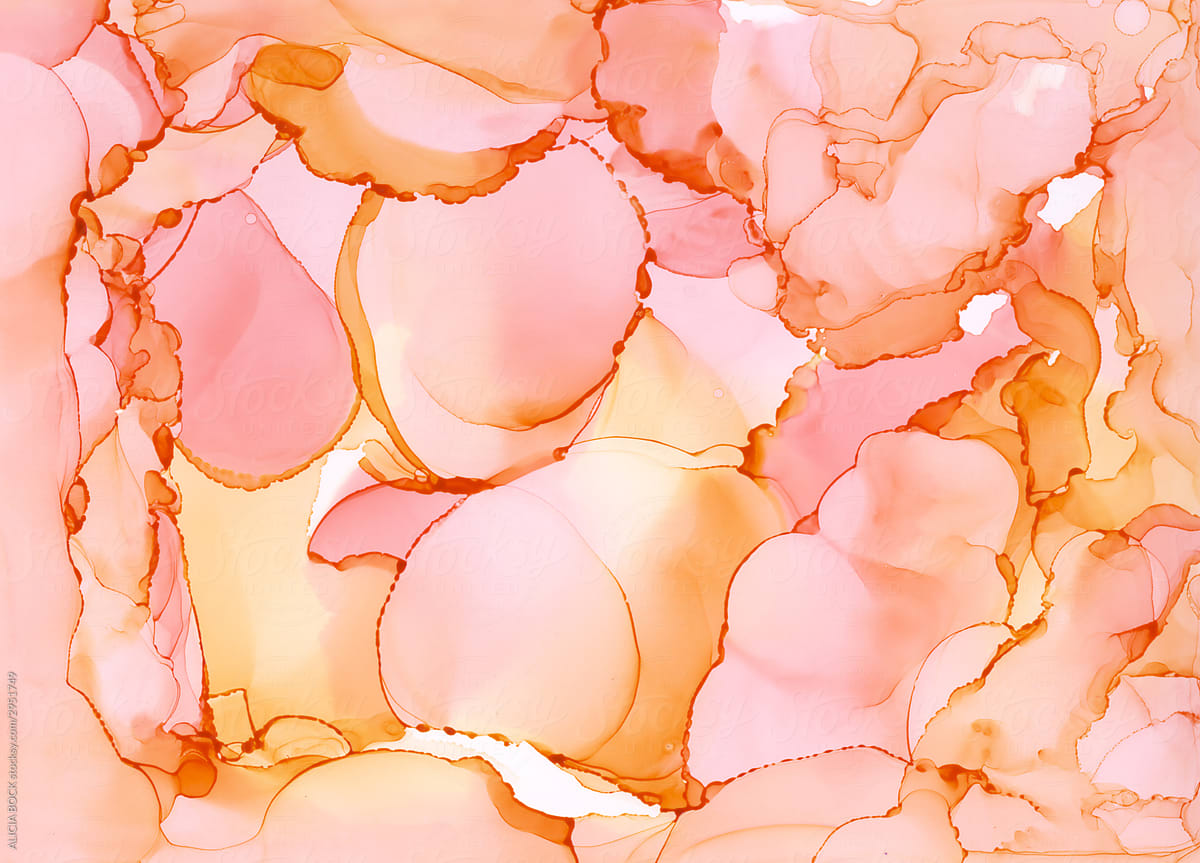 Pink and Peach Alcohol Ink Painting