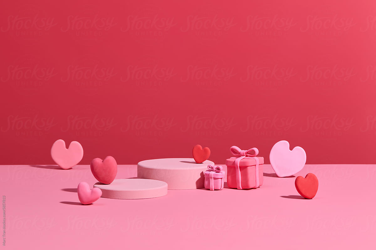 podium beauty product concept showcase in sweet love background