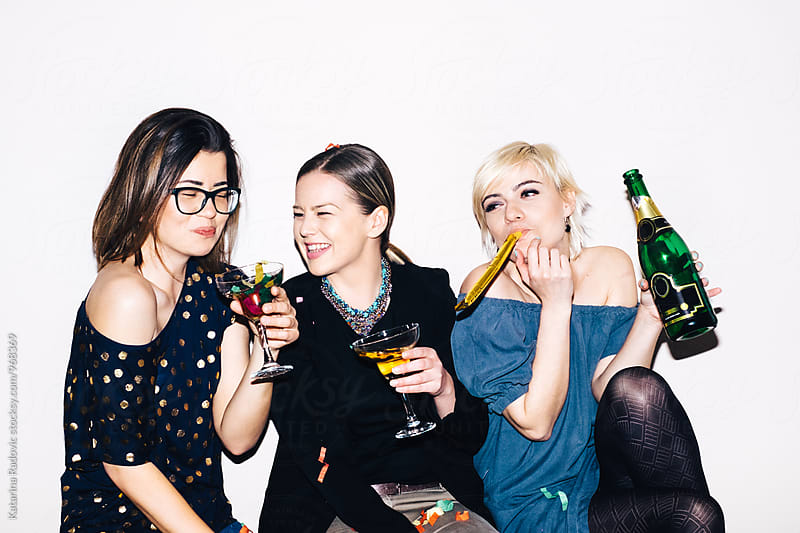 Three Party Girls Having A Good Time Stock Image Everypixel