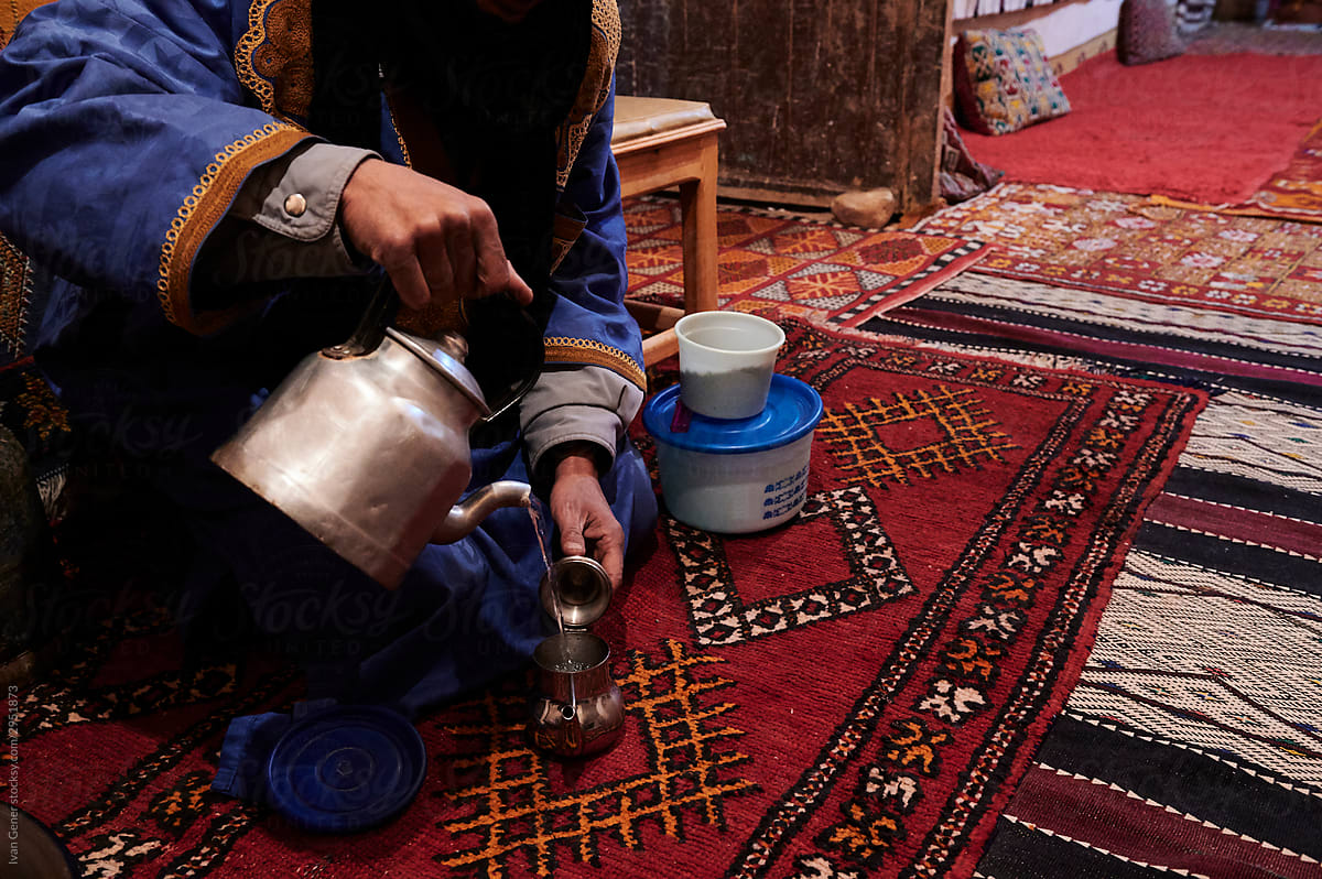 Mint tea preparation berber family Morocco