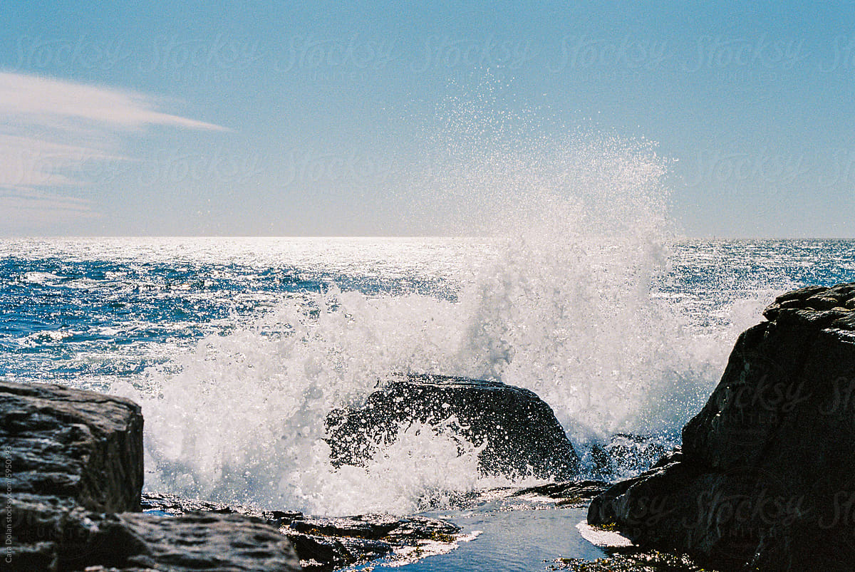 Wave Splash on the Coast of Maine, 35mm Analog Film
