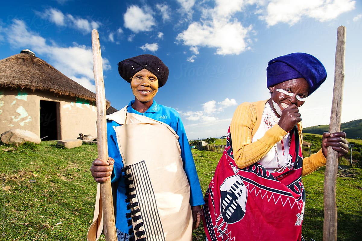 Portrait of two happy African Xhosa women