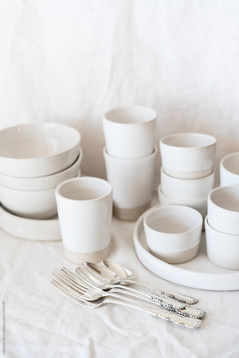 Dinnerware on a simple white background
