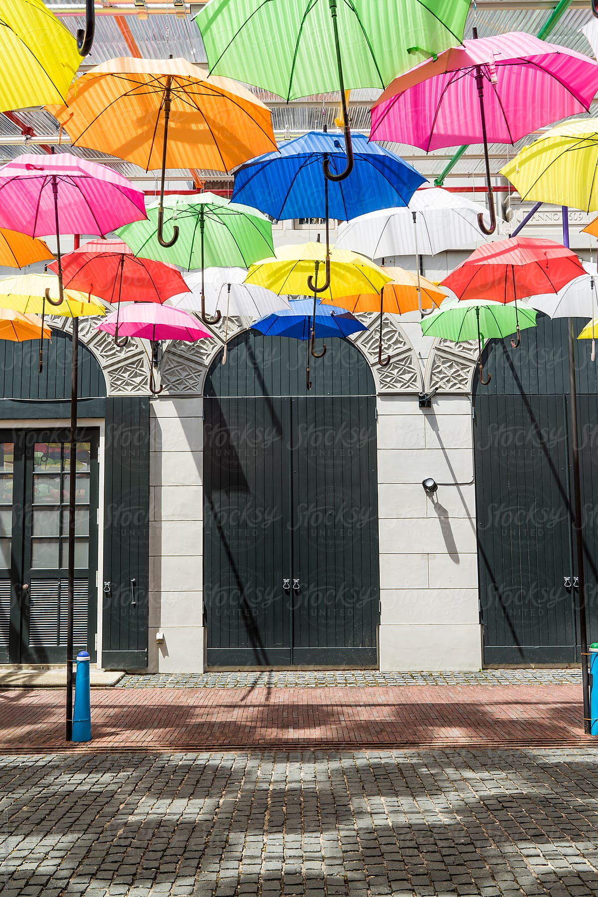 Artistic umbrella street