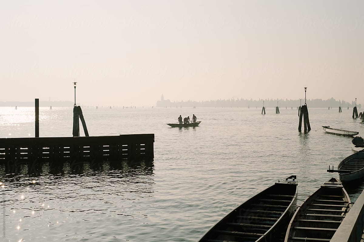 Men in a boat in Venice