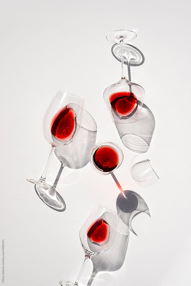 Composition with glasses of red wine