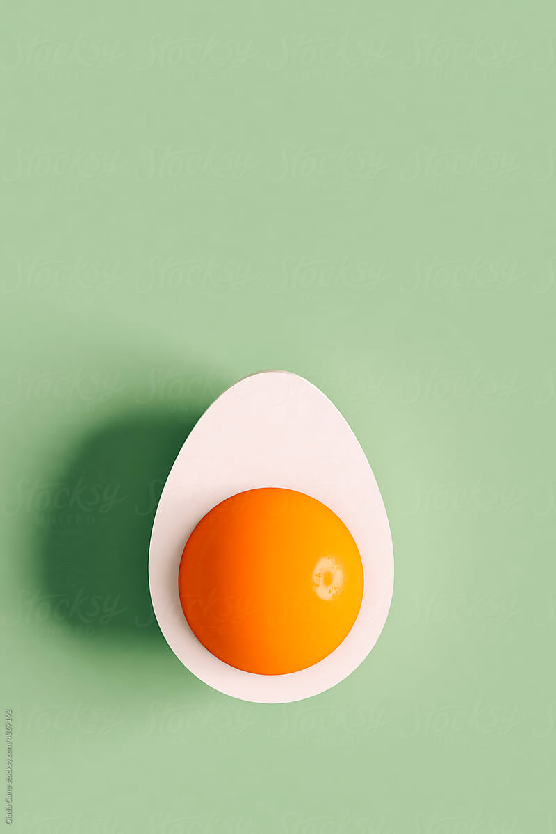3D render of boiled eggs cut in half