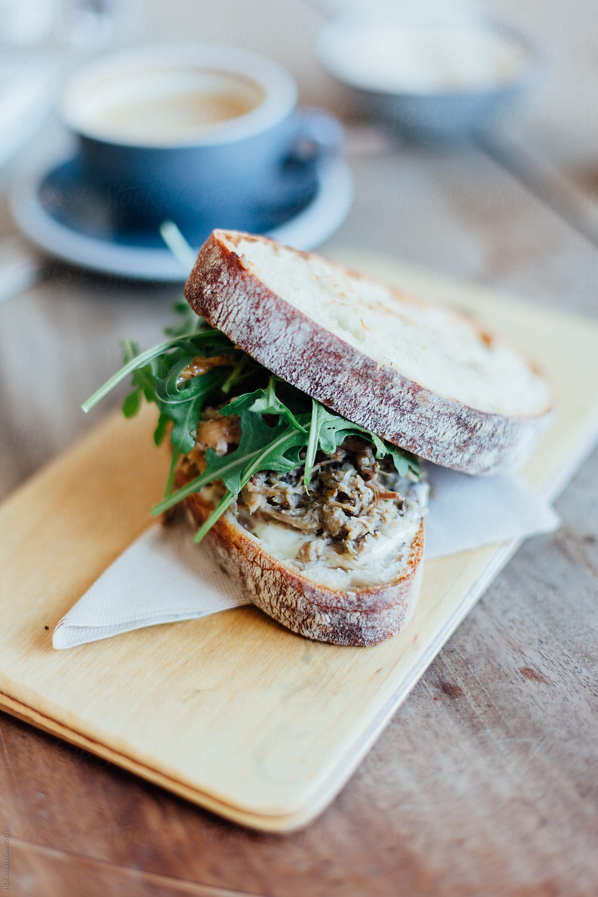 Sandwich With Pork and Rocket Salad