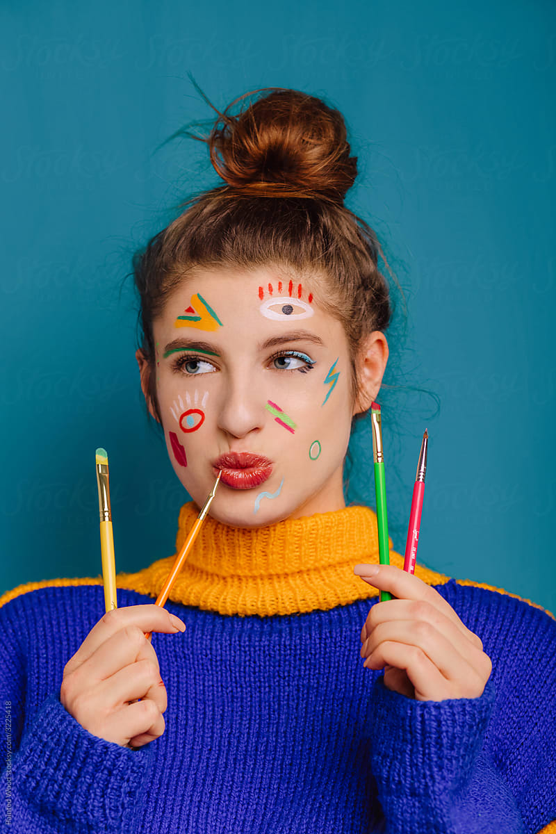 Portrait of a young women with makeup