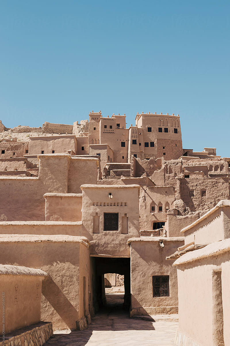 Old Moroccan town made of adobe