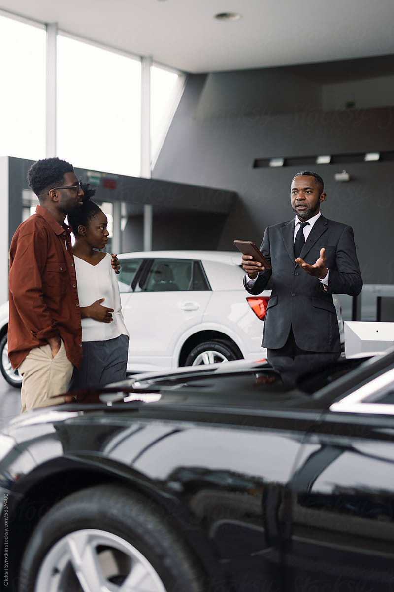 Satisfied customer buying car shop automotive business
