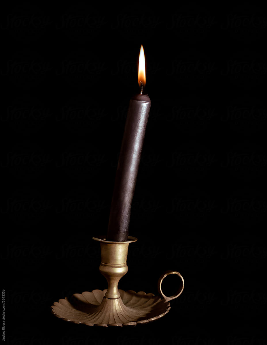 Vintage Candlestick with Black Candle