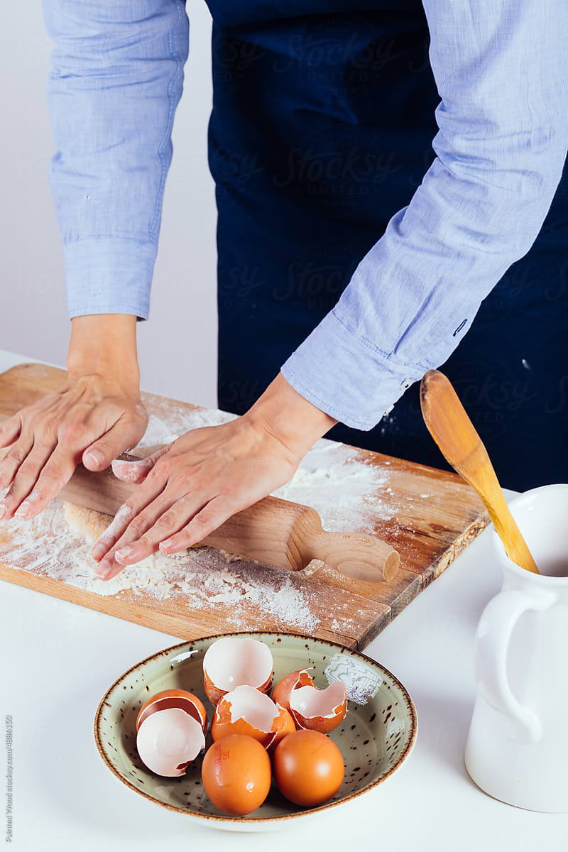 Female hands baking