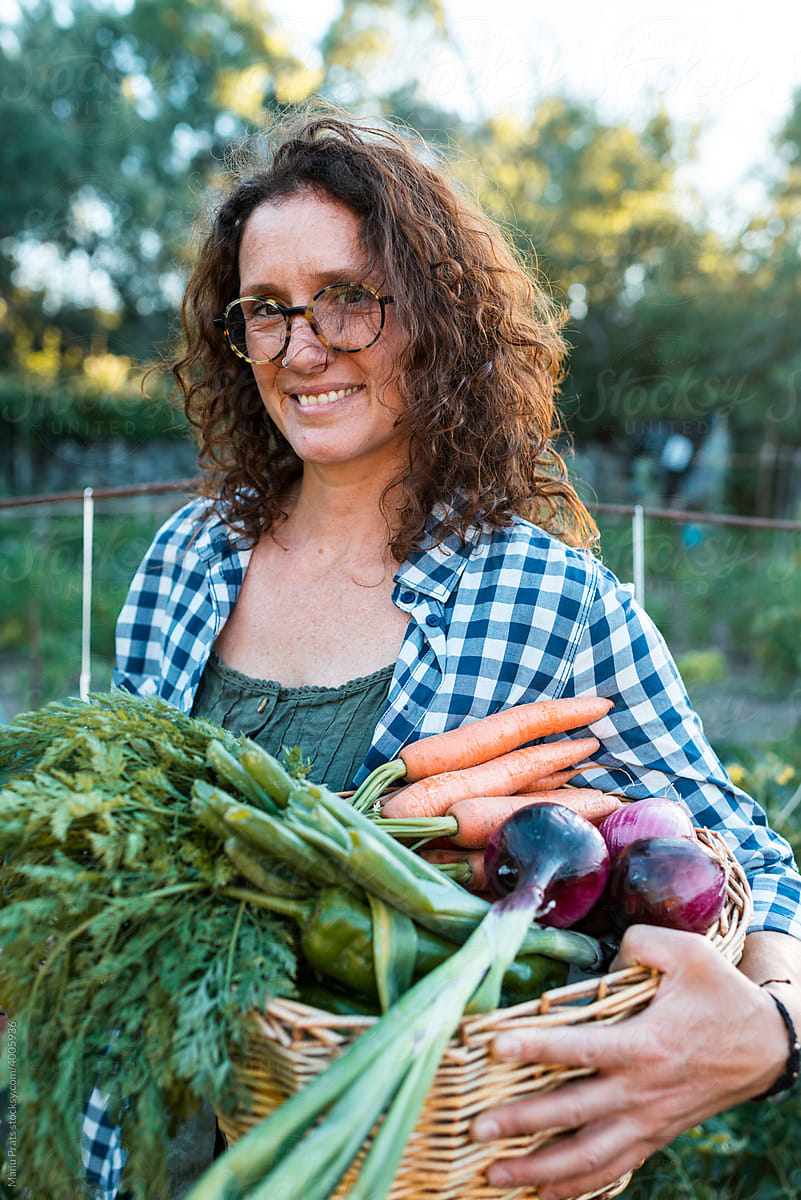 Woman gardening organic vegetables