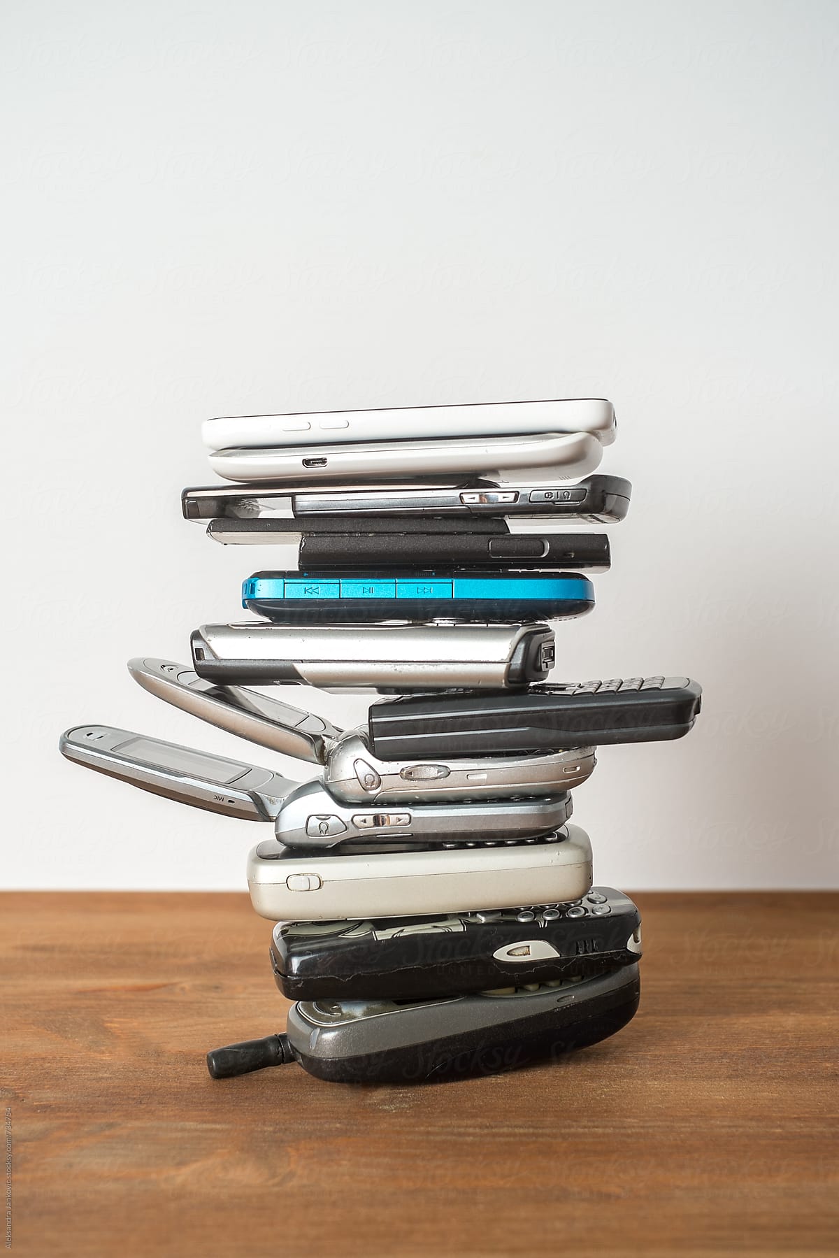 Stacked Used Mobile Phones