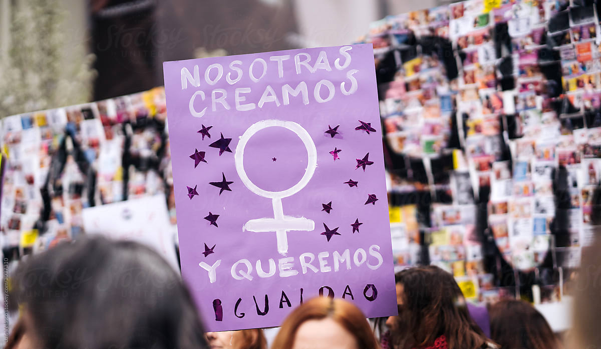 Women Symbol On A Protest Signs On The Streets.