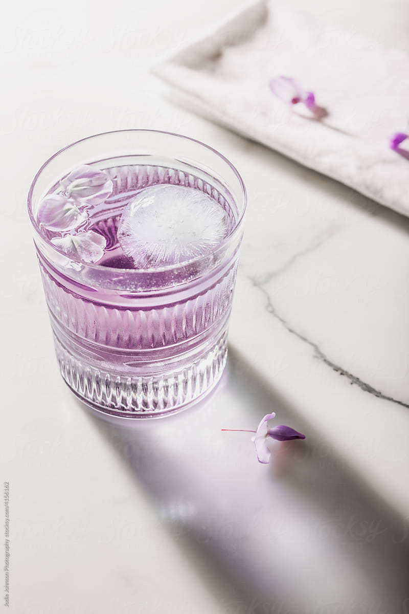 Lilac floral cocktail drink