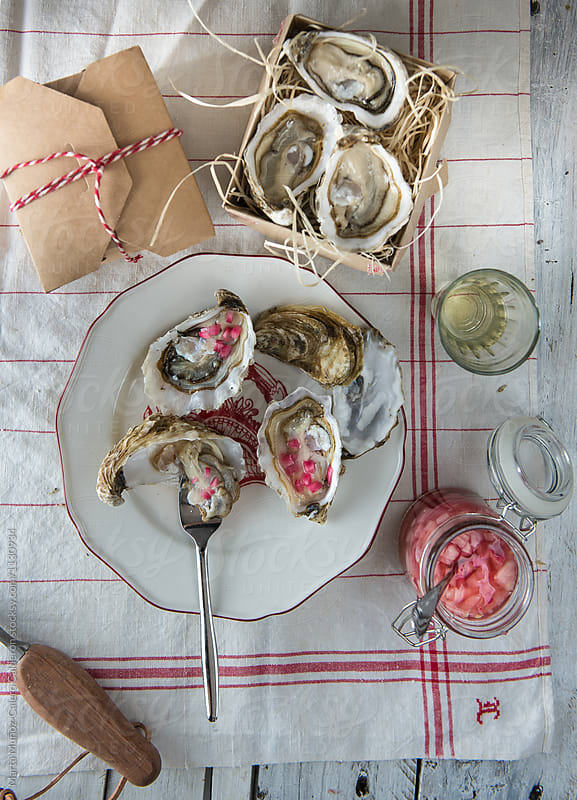 Oysters menu on a classic french lunch