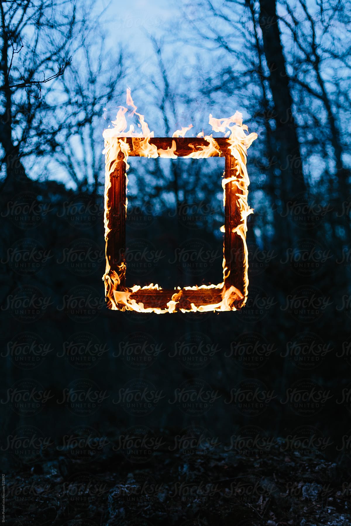frame of flames in the dark