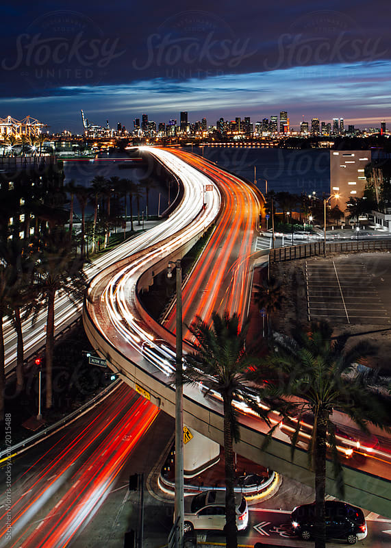 Miami traffic motion blur