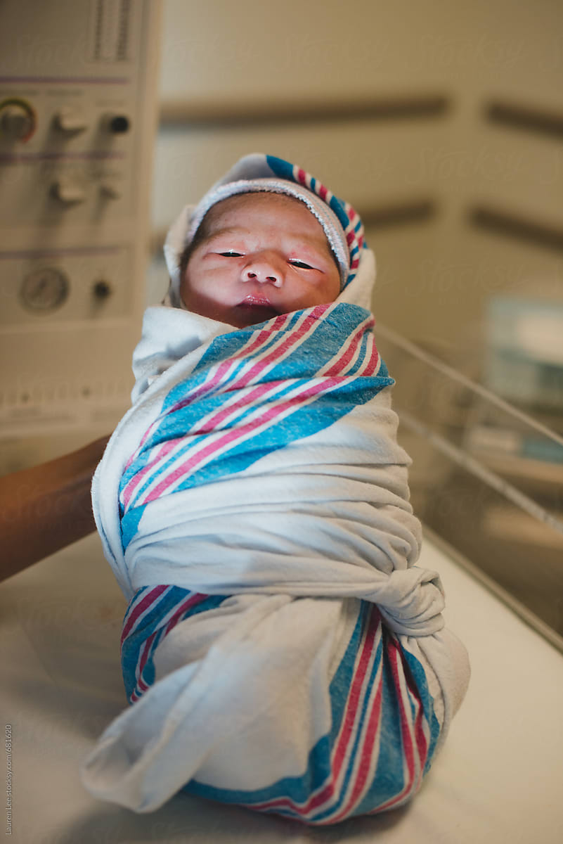 Newborn baby in the delivery room