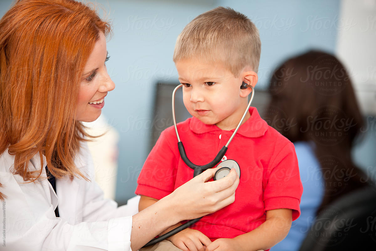Exam Room: Boy Listens to Own Heartbeat
