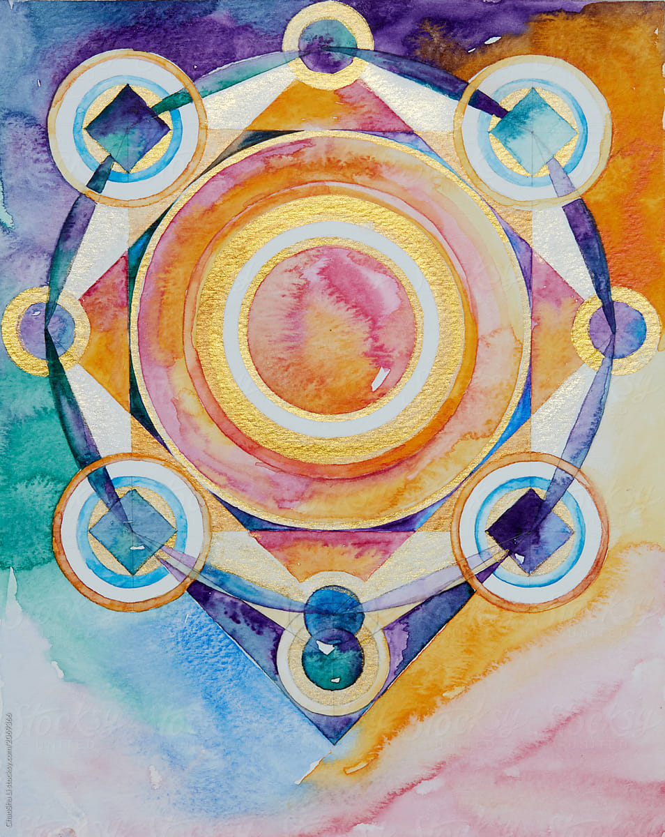Hand-drawn mandala pattern, with watercolor paints and watercolor paper.