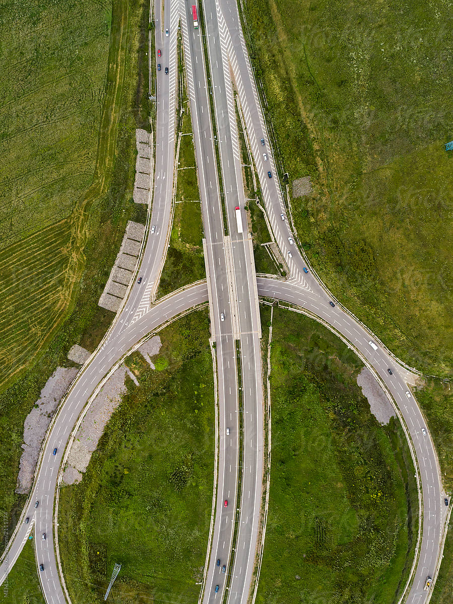 Road junction from above