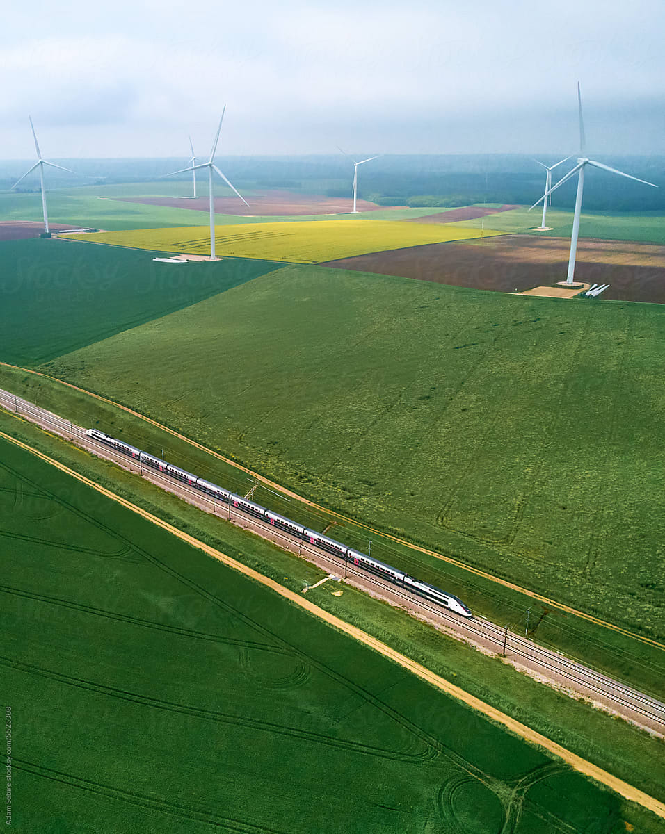TGV high speed train - energy transition - wind power transport