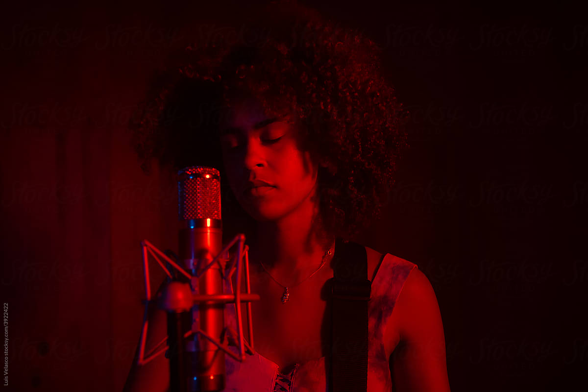 Black Girl Singing In The Studio
