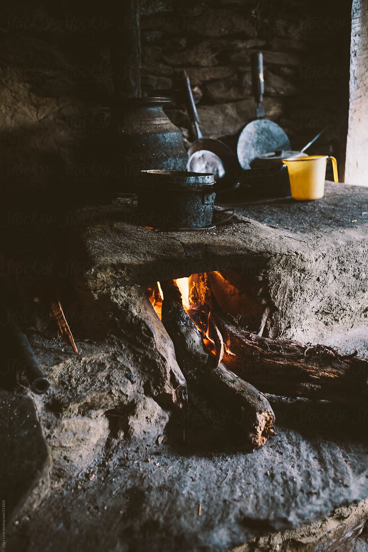 Cooking on wood oven in rural India