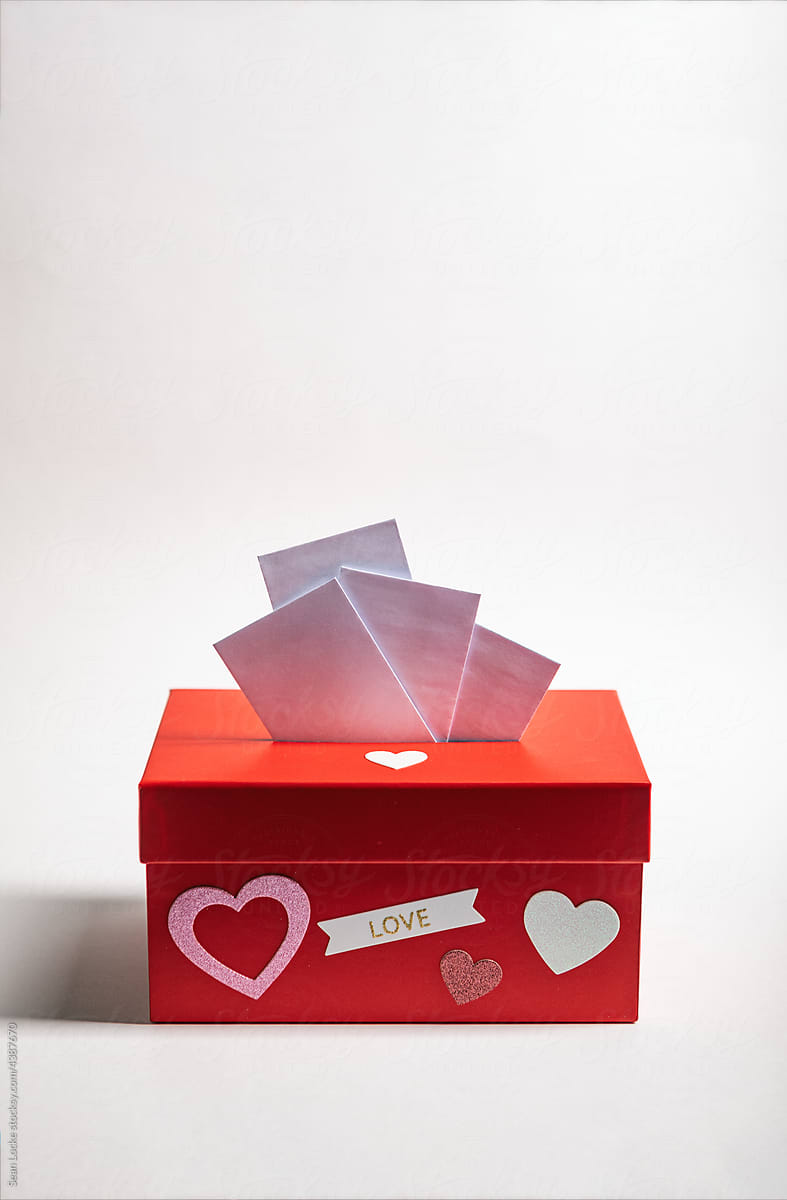 Valentines Stuffed Into Heart Mailbox