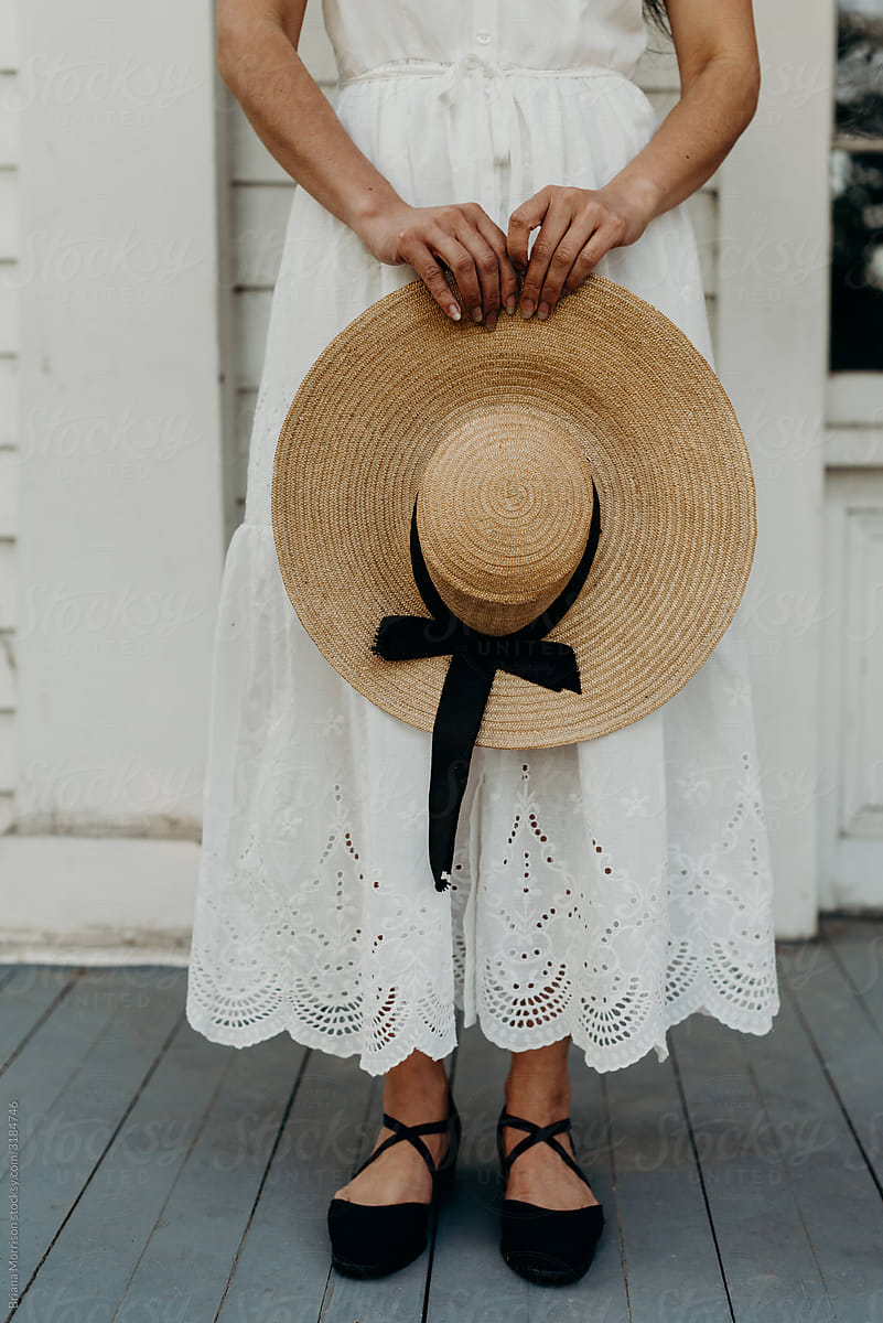 Petite Woman Wearing A White Lace Dress 