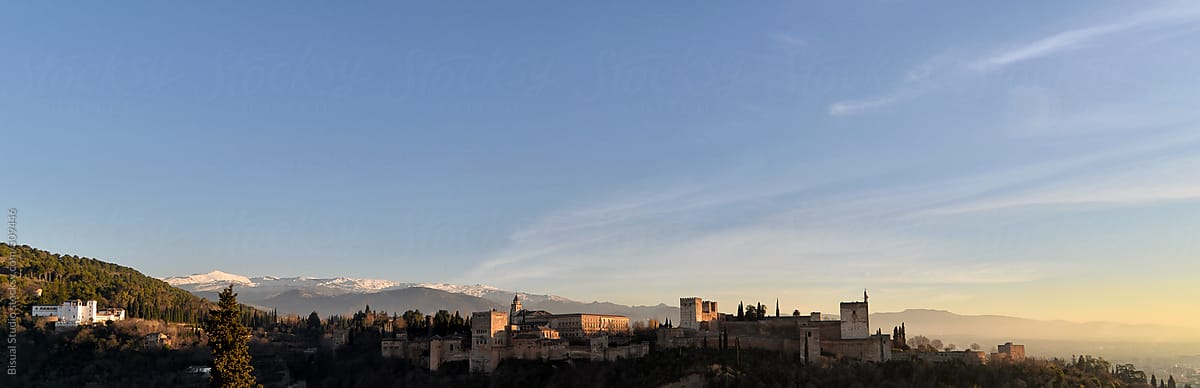 Views of Alhambra and Sierra Nevada in Granada