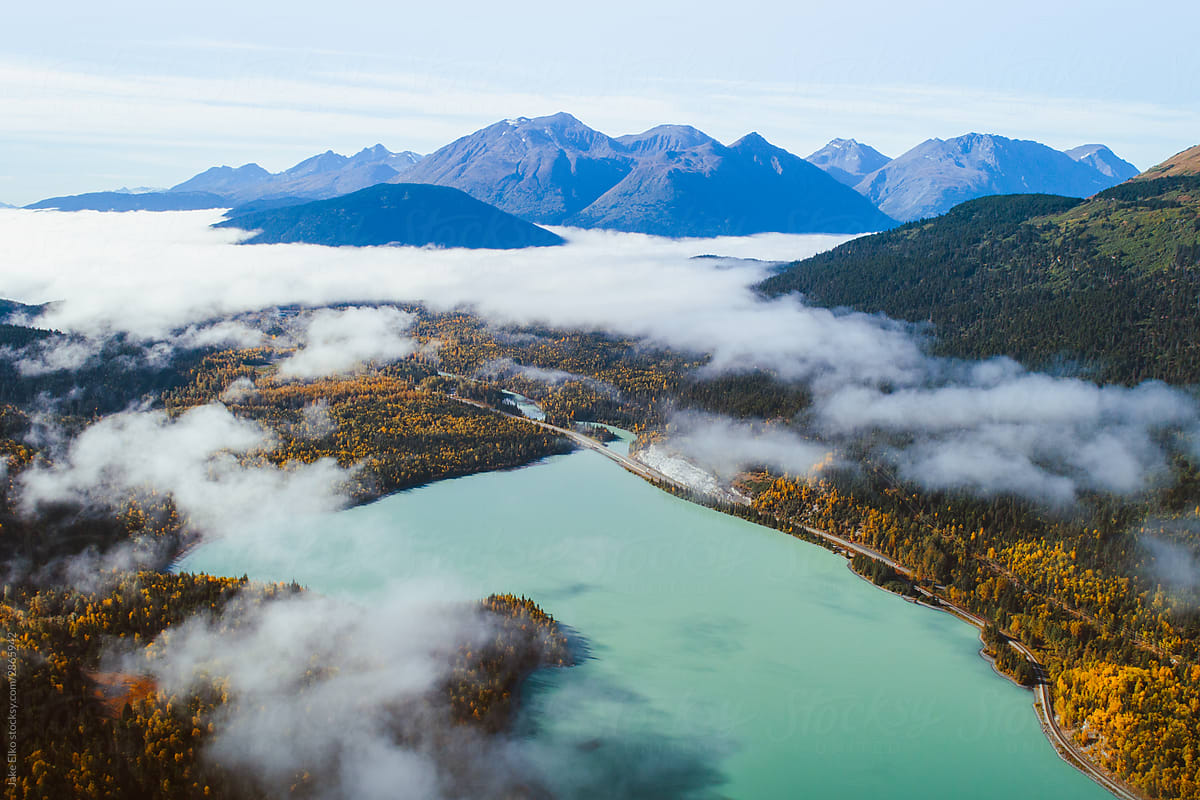 Alaska\'s Fall with Glacial Lakes via Drone