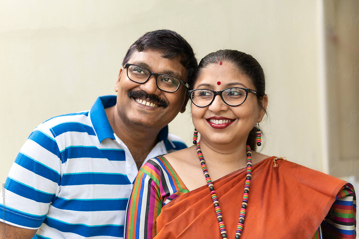 Indian middle aged couple in merry mood
