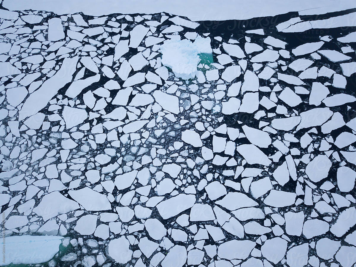 Greenland sea ice melting, springtime sea-ice sheet breakup