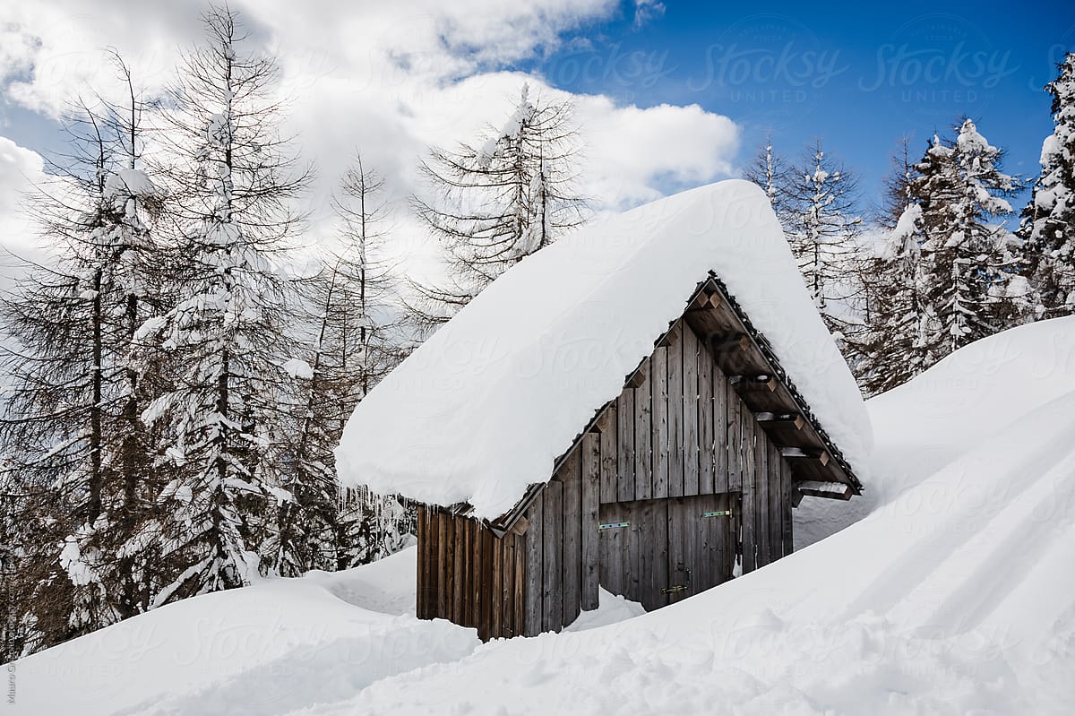 Chalet on a snowy landscape