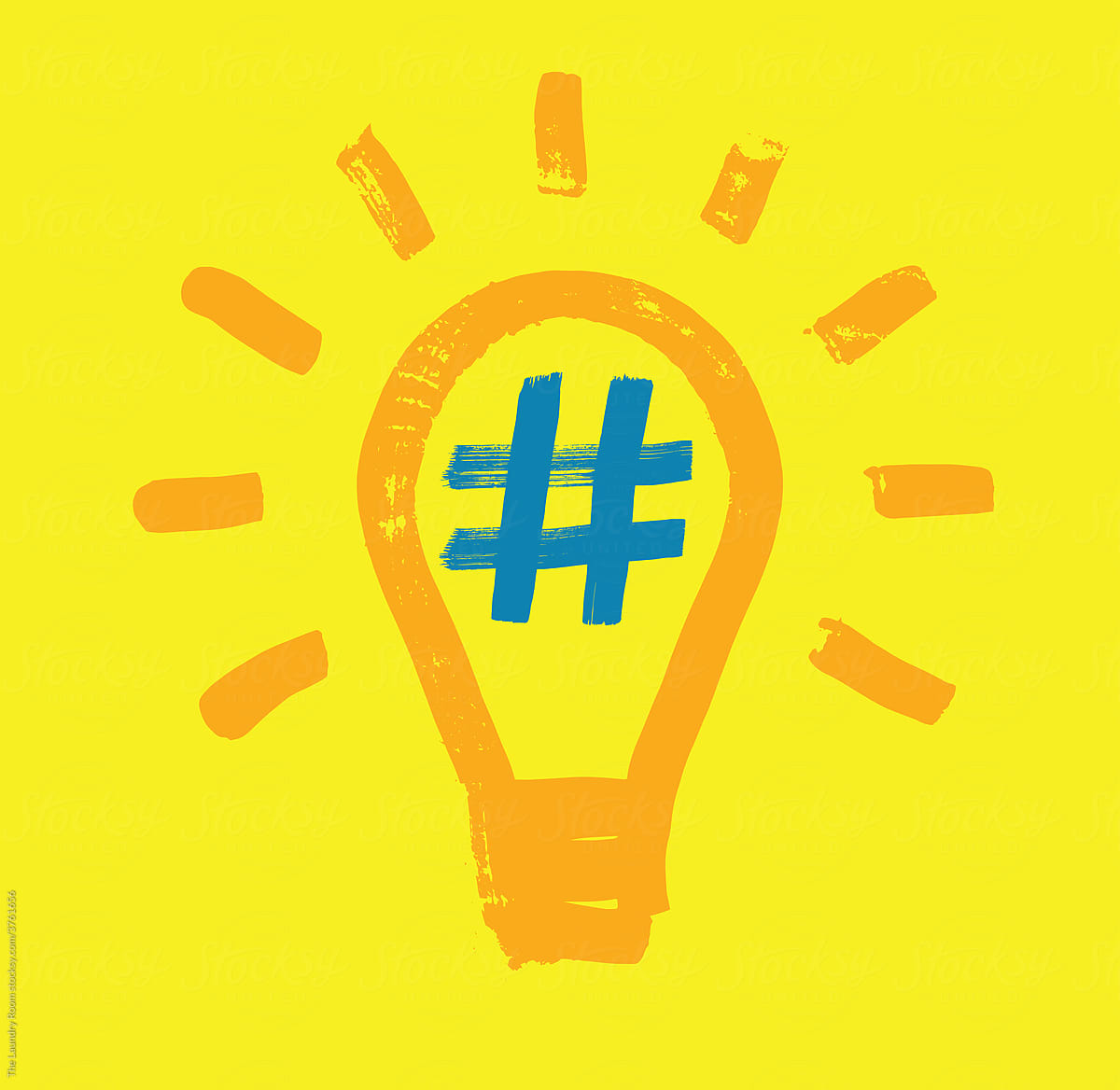 Lightbulb and hashtag, Creative Social Media Concept