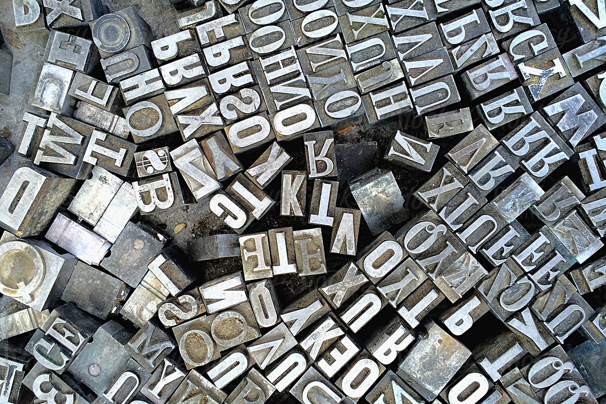  Old Antique Metal Printing Letters From A Printing Press By Stocksy 