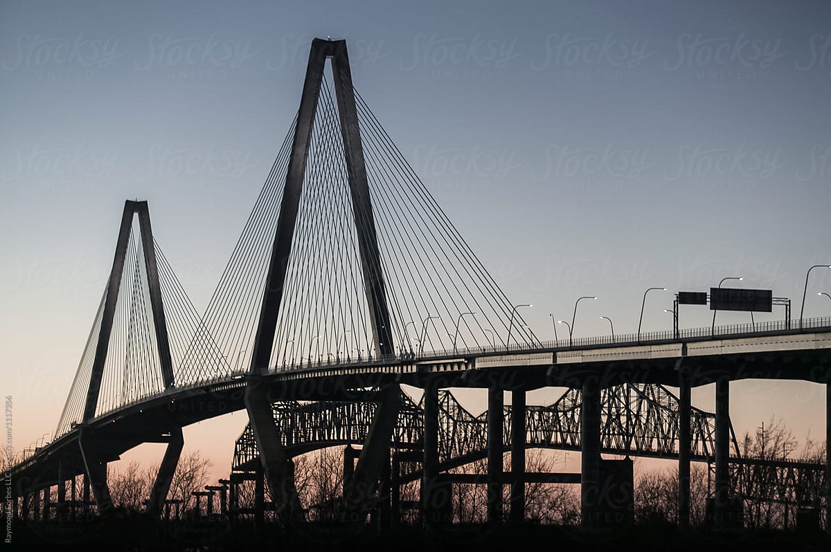Cable Stayed Suspension Bridge in Charleston, South Carolina
