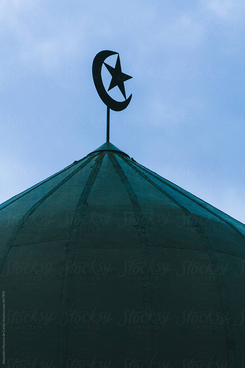Mosque dome with crescent moon and star islam symbol