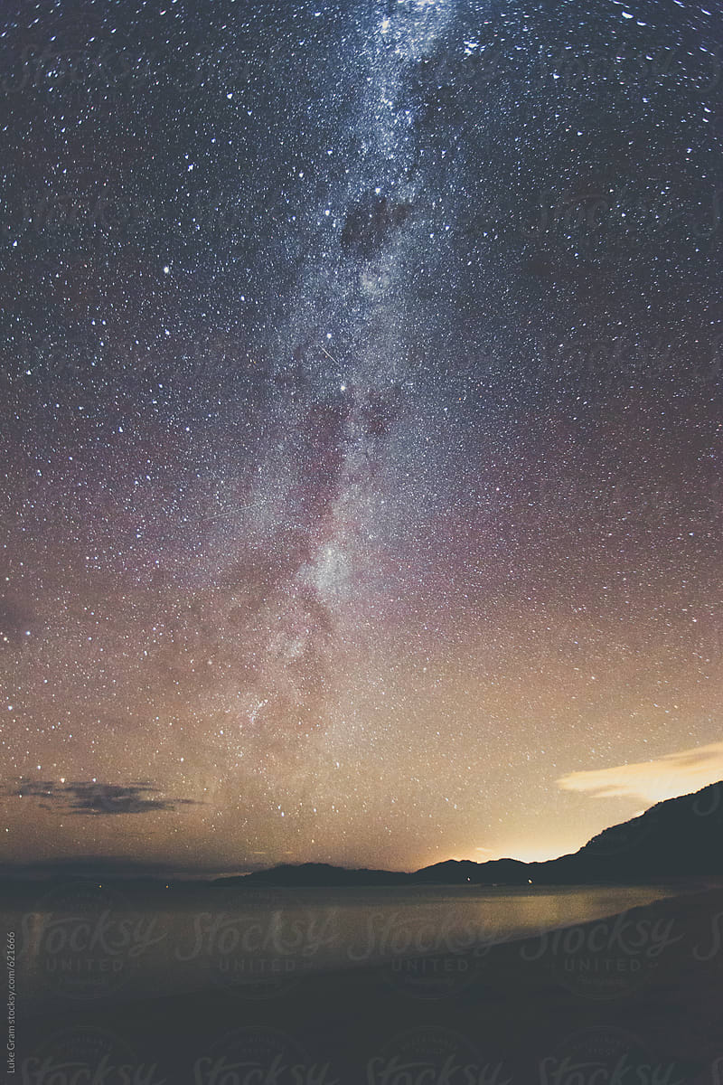 Night sky with milky way over Abel Tasman National Park