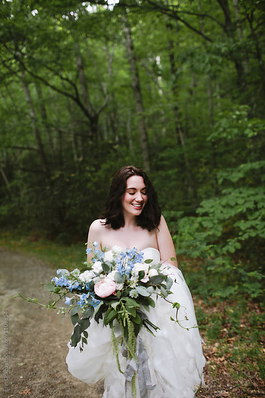 Happy Bride in the Woods