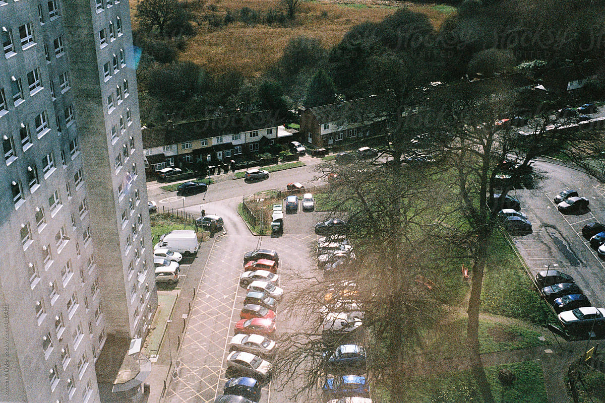 View from top of one tower block over housing estate