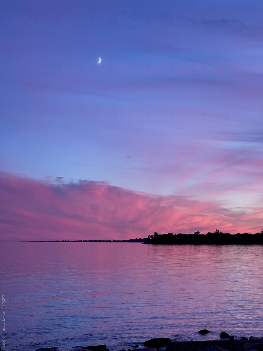 Moon over Lake Ontario