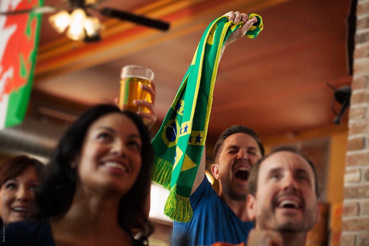 Soccer: Brasil Team Fan Holds Up Scarf And Yells