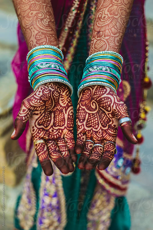 Henna-painted hands, India