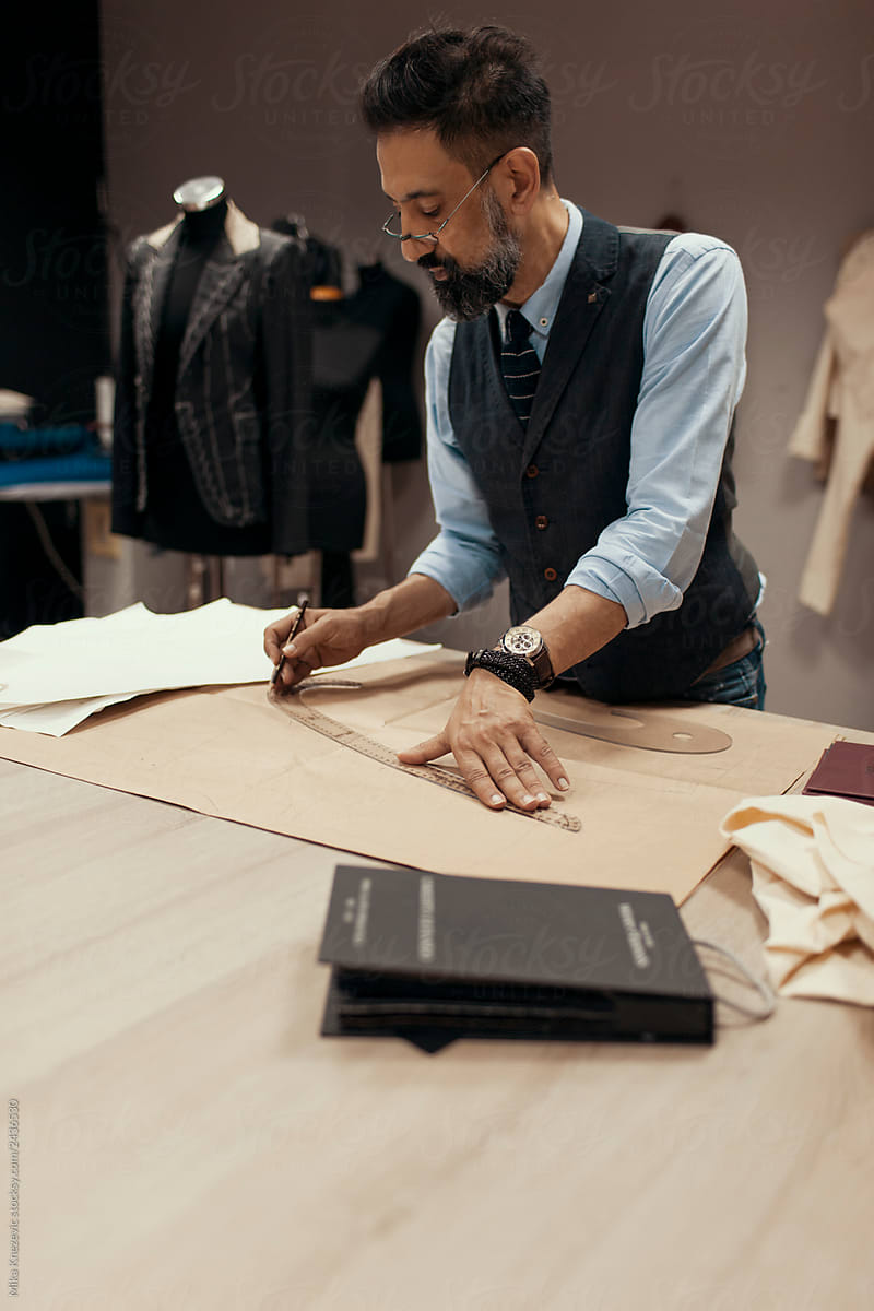 Man fashion designer in studio
