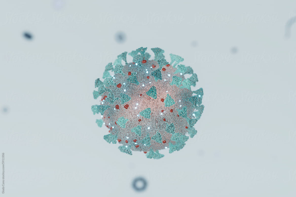 Close-Up 3D Render of a SARS-CoV-2 Virus Particle